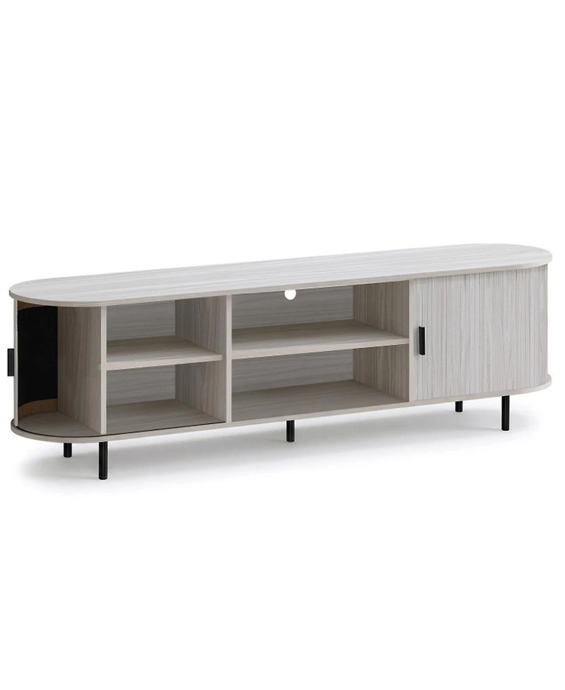 Sugift Tv Stand for TVs with Fluted Sliding Doors and 8 Storage Compartments