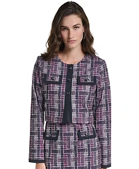 Karl Lagerfeld Paris Women's Plaid Cropped Ponte Jacket
