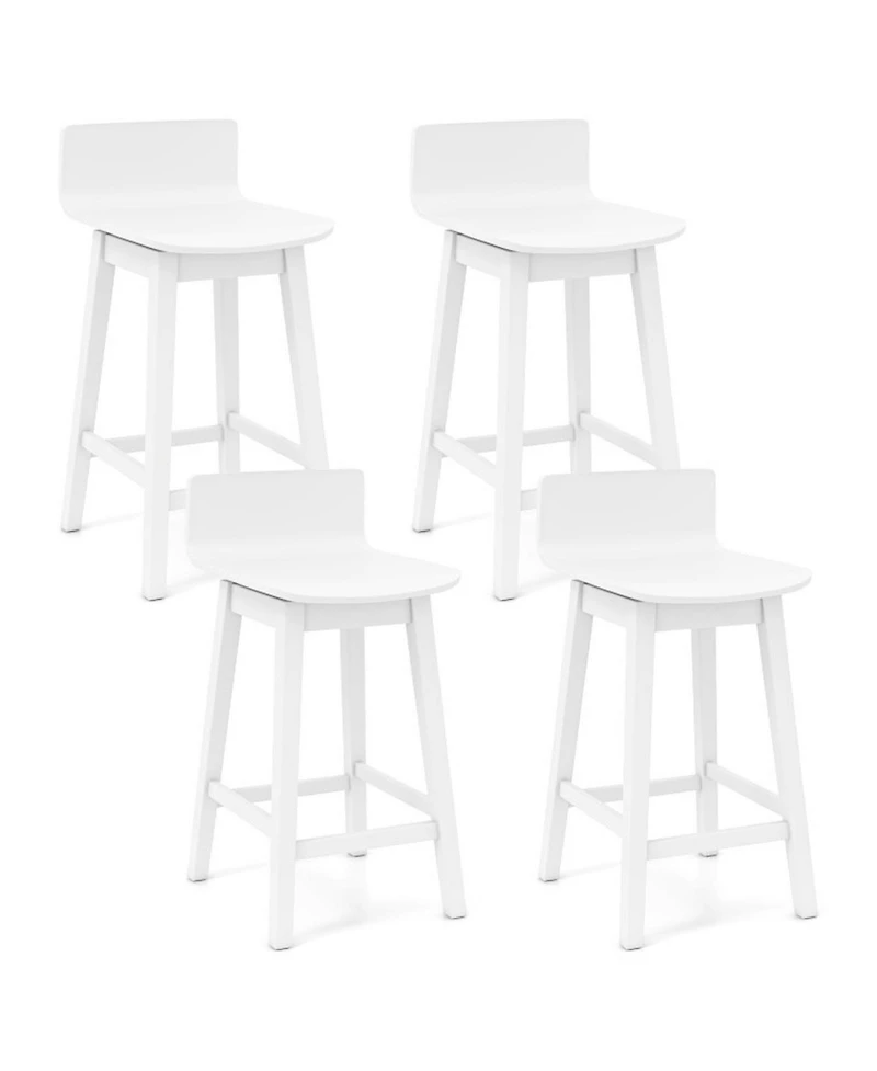 Sugift 24.5-Inch Swivel Wooden Bar Stools Set of 4 with Low Back