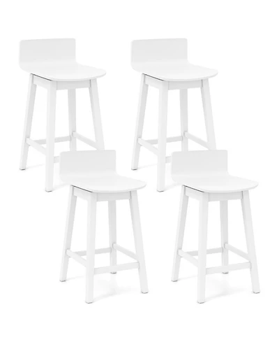 Sugift 24.5-Inch Swivel Wooden Bar Stools Set of 4 with Low Back