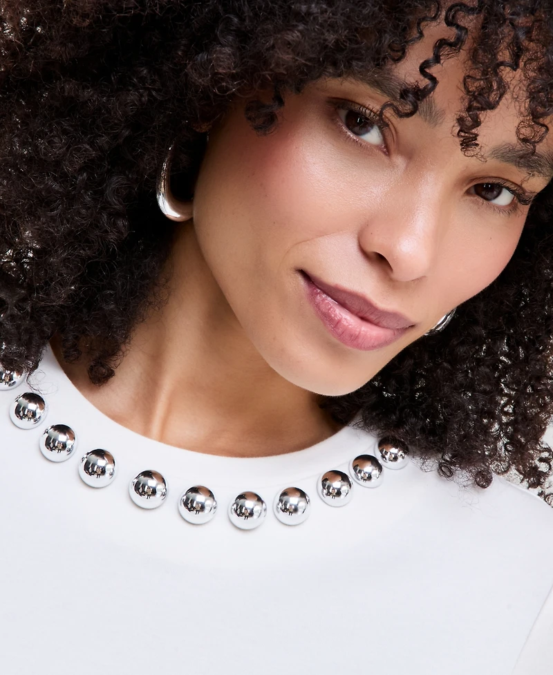 I.n.c. International Concepts Women's Embellished Crewneck T-Shirt, Macy's Exclusive