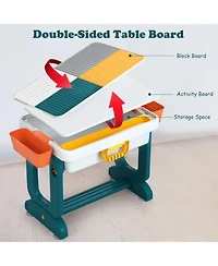 Sugift 5-in-1 Kids Activity Table and Chair Set with Storage and Building Block Board