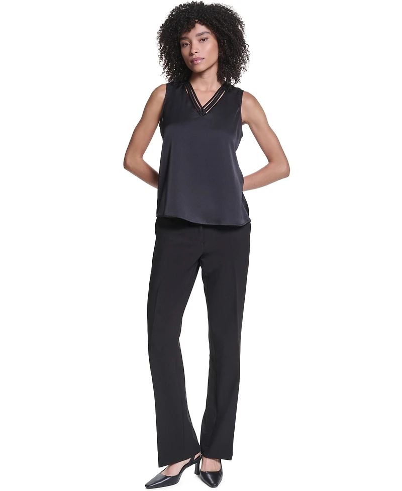 Karl Lagerfeld Paris Women's Sleeveless V-Neck Blouse Top