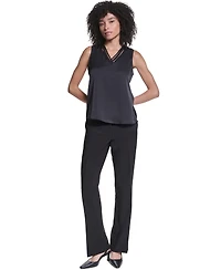 Karl Lagerfeld Paris Women's Sleeveless V-Neck Blouse Top