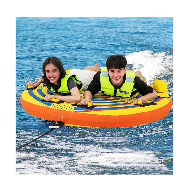 Hikeen 1 or 2 Person Inflatable Towable Tube for Boating with Quick Connector
