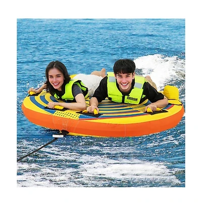 Hikeen 1 or 2 Person Inflatable Towable Tube for Boating with Quick Connector