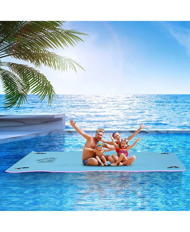 Hikeen Mega Floating Water Mat, 10' x 5' 3-Layer Pool Float Raft for Lake and Ocean, Portable Foam Construction