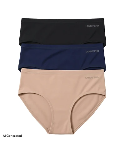 Lands' End Women's Brief True Solutions Light Weight Microfiber Basics 3 Pack Panties