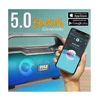 Pyle Portable Bluetooth BoomBox Speaker With Built-in Rgb Lights & Fm Radio, 500 Watt