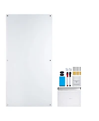Yobtop Magnetic Glass Whiteboard, Dry Erase Board Wall-Mounted Large White Glassboard Frameless,Marker Tray,Eraser and 2 Markers Included