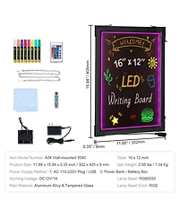 Yobtop Led Message Writing Board Illuminated Erasable Chalkboard, Neon Menu Sign with 8 Markers and Remote Control