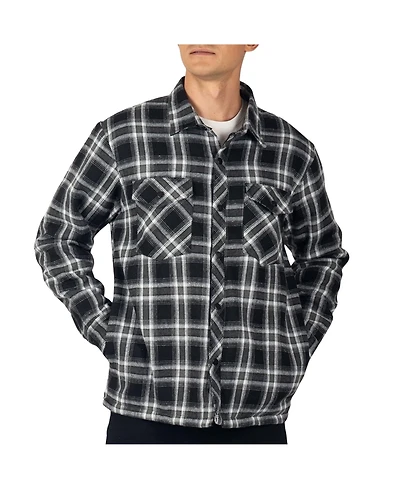 Alpine Swiss Men's Henry Quilted Flannel Shirt Heavyweight Warm Plaid Snap Front Shacket Overshirt