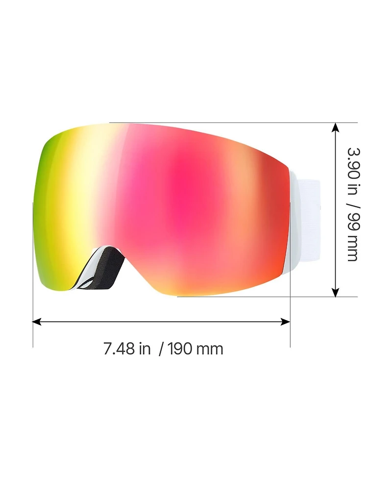 Sugift Frameless Otg Anti-Fog Snow Goggles With Spherical Lens Tpu Frame For Men Women Youth