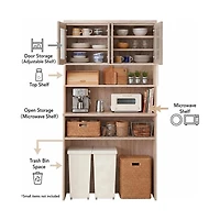 gaomon 71.5" H Kitchen Cabinet with Trash Can Storage – Kitchen Trash Can Cabinet with Microwave Stand, 35.4" Wide Kitchen Pantry for Dining Room