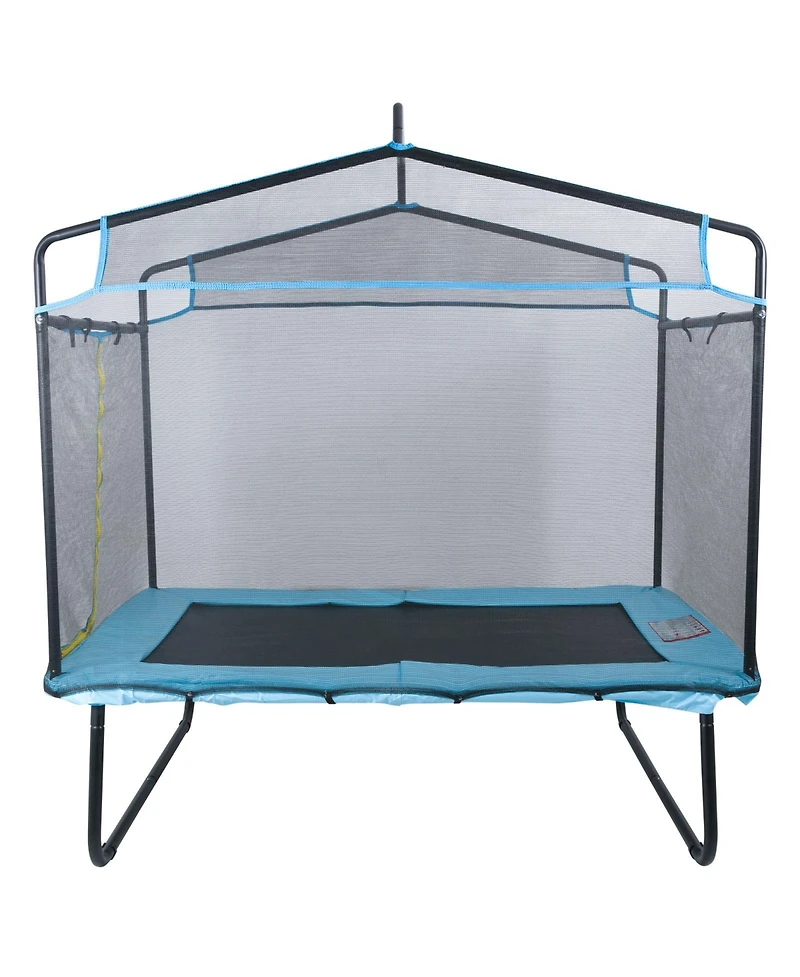 Sugift Kids Indoor Outdoor Trampoline with Safety Enclosure Net Gymnastics Bar Hammock