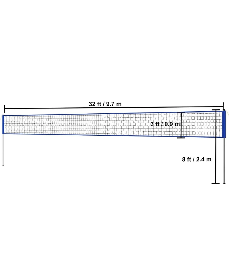 Sugift Portable Volleyball Net System with Adjustable Height Steel Poles Pvc Volleyball Pump Carrying Bag