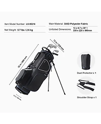 Sugift 14-Way Organizer Divider Top 35in 11 Pocket Golf Cart Bag with Stand Dual Strap Dust Cover