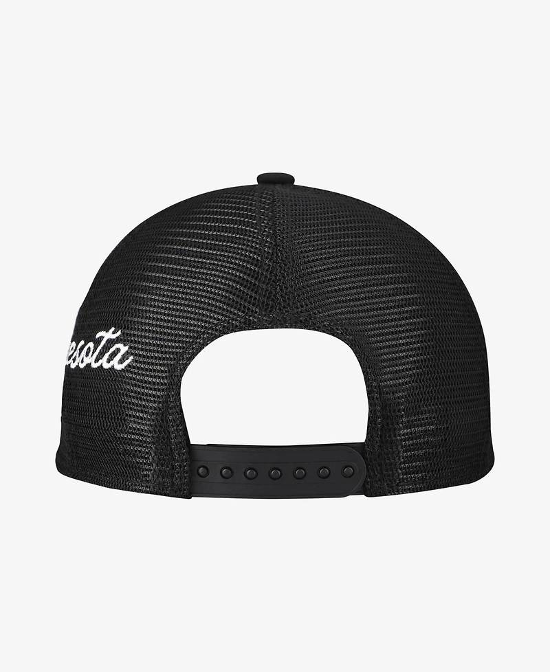 New Era Men's Black Minnesota Twins Side Script 9FORTY A-Frame Trucker Adjustable Hat