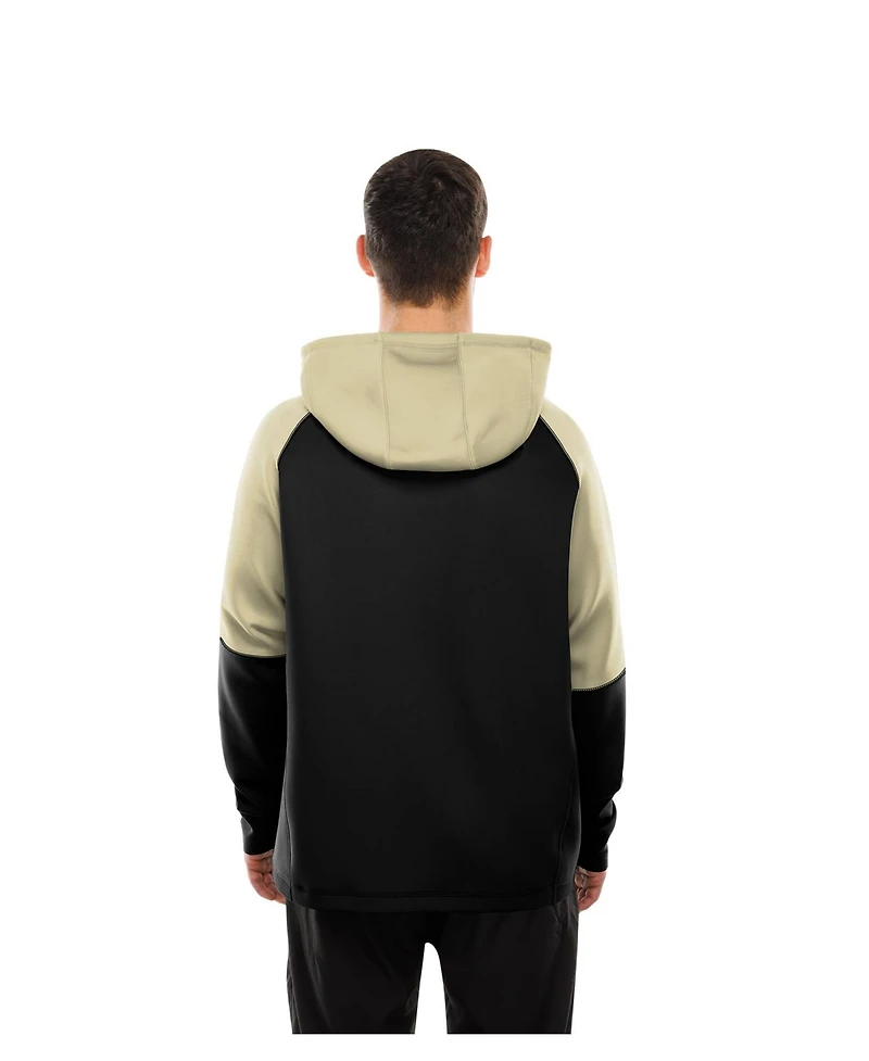 New Era Men's Black Orleans Saints Combine Authentic Color Block Raglan Pullover Hoodie