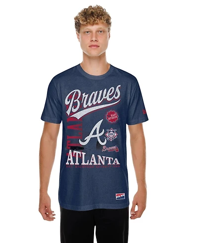 New Era Men's Navy Atlanta Braves Oversized Throwback Distressed T-Shirt