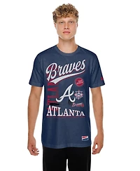 New Era Men's Navy Atlanta Braves Oversized Throwback Distressed T-Shirt