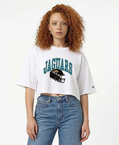 Champion Women's Jacksonville Jaguars Boyfriend Cropped Oversized T-Shirt