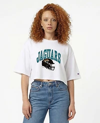 Champion Women's Jacksonville Jaguars Boyfriend Cropped Oversized T-Shirt