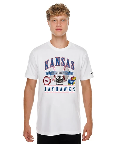New Era Men's White Kansas Jayhawks 2026 Big 12 Baseball Tournament Champions Locker Room T-Shirt