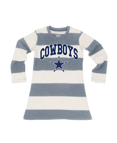Wes & Willy Girls Toddler Gray/White Dallas Cowboys Long Sleeve Rugby Tri-Blend Dress