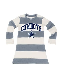 Wes & Willy Girls Toddler Gray/White Dallas Cowboys Long Sleeve Rugby Tri-Blend Dress