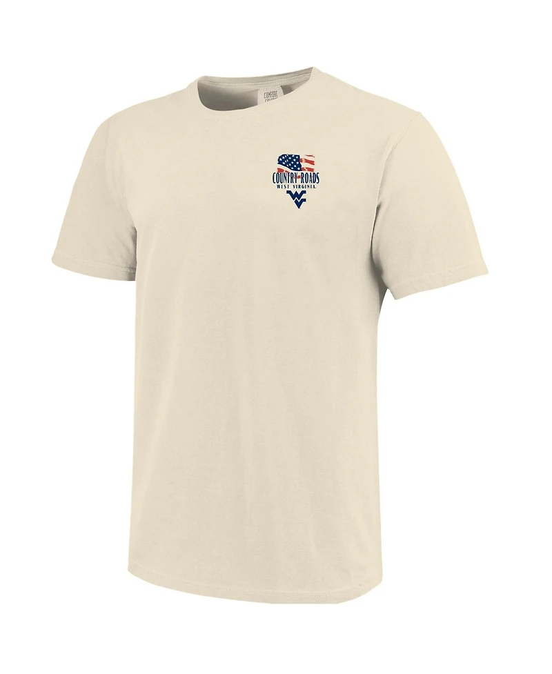 Image One Men's Cream West Virginia Mountaineers Country Roads Americana Comfort Colors T-Shirt
