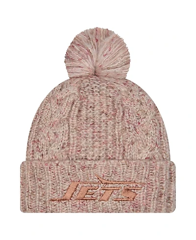 New Era Women's Stone New York Jets Trendy Tone Cuffed Pom with Knit Hat