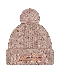 New Era Women's Stone New York Jets Trendy Tone Cuffed Pom with Knit Hat