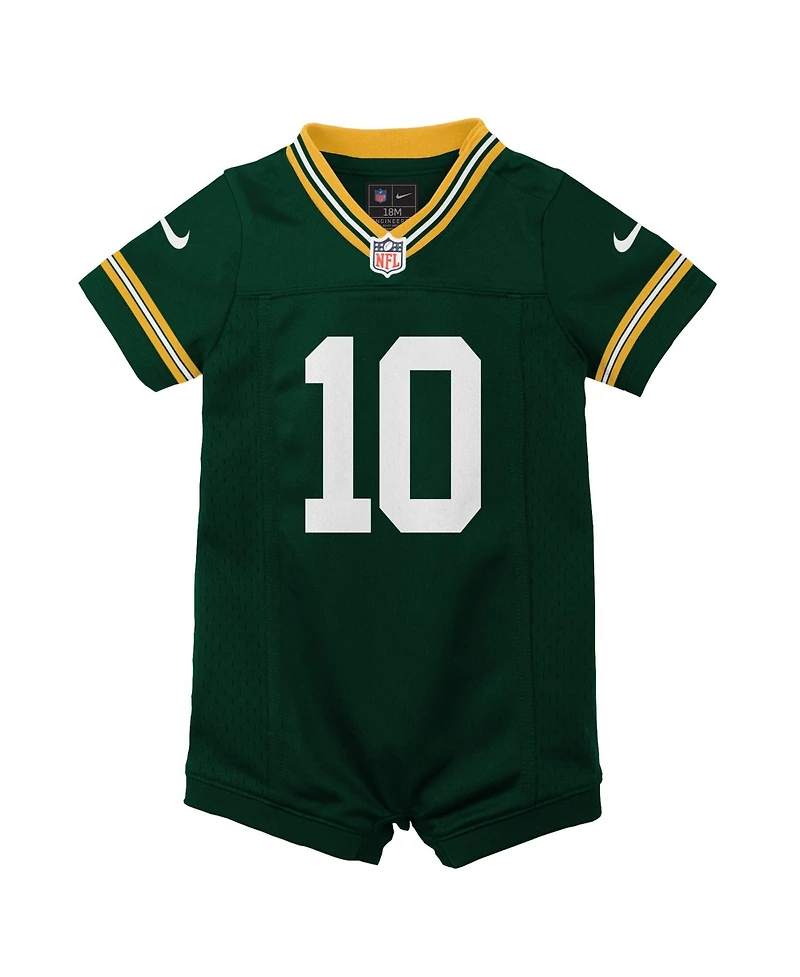 Nike Baby Boys and Girls Jordan Love Green Bay Packers Game Romper Jersey