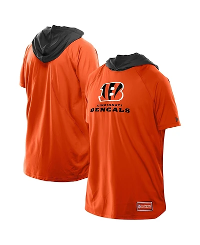 New Era Men's Orange Cincinnati Bengals Combine Authentic Hooded Raglan Short-Sleeve T-Shirt