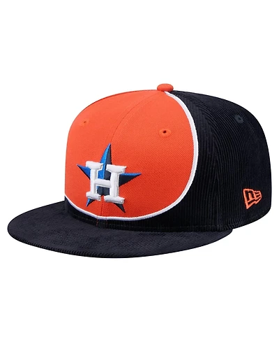 New Era Men's Navy/Orange Houston Astros Retro Split Corduroy Snapback Hat