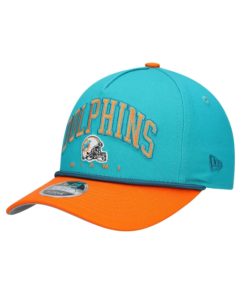 New Era Big Boys and Girls Aqua/Orange Miami Dolphins Arch Coolera 9FORTY A-Frame Adjustable Hat