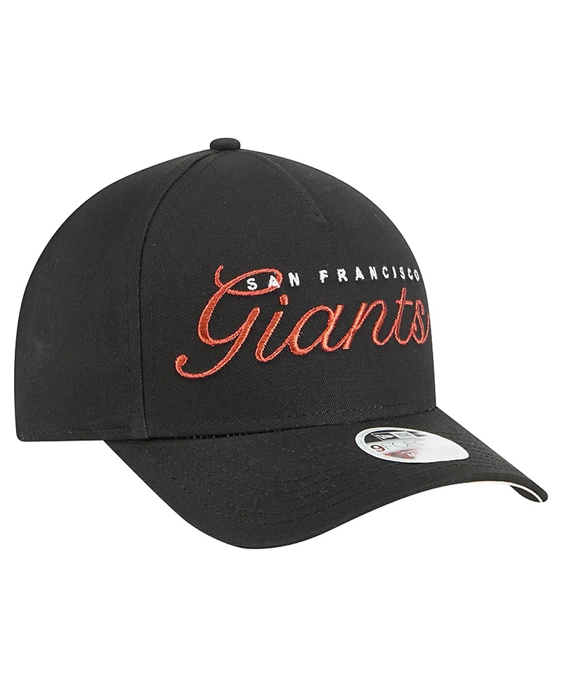 New Era Women's Black San Francisco Giants Metallic A-Frame 9FORTY Adjustable Hat