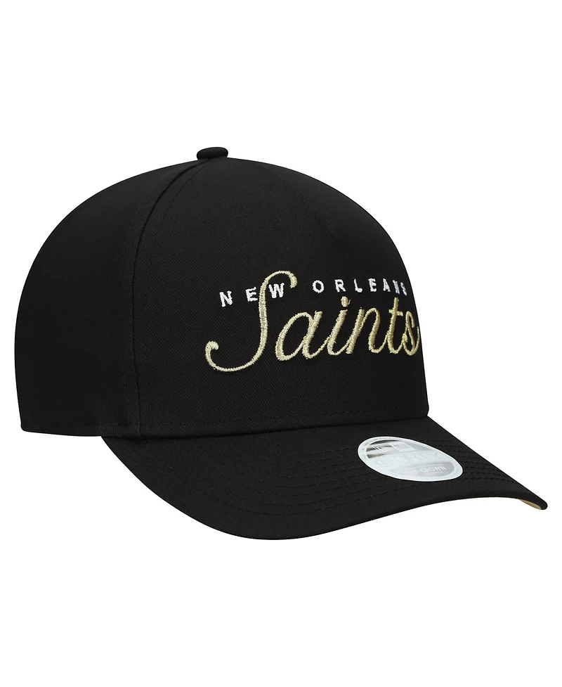 New Era Women's Black New Orleans Saints Metallic 9FORTY M-Crown A-Frame Adjustable Hat