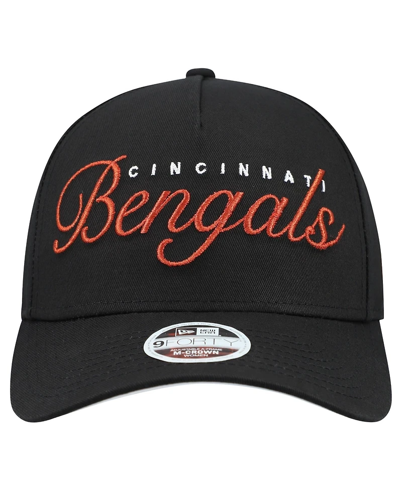New Era Women's Black Cincinnati Bengals Metallic 9FORTY M-Crown A-Frame Adjustable Hat