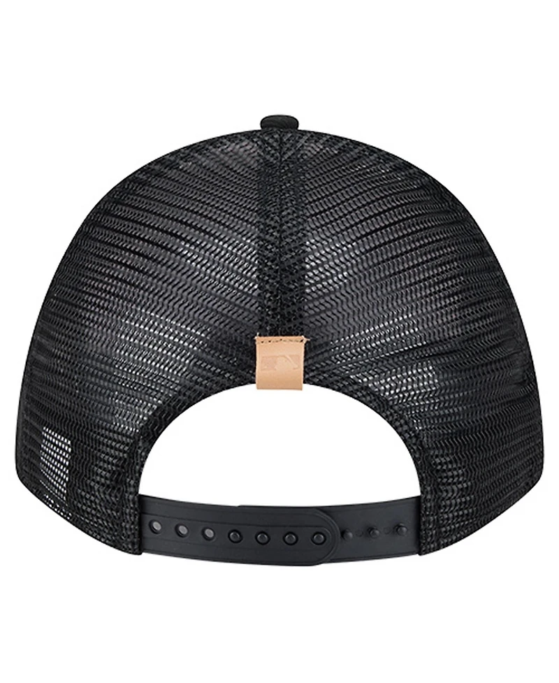 New Era Men's Stone/Black Arizona Diamondbacks Text A-Frame Trucker 9FORTY Hat