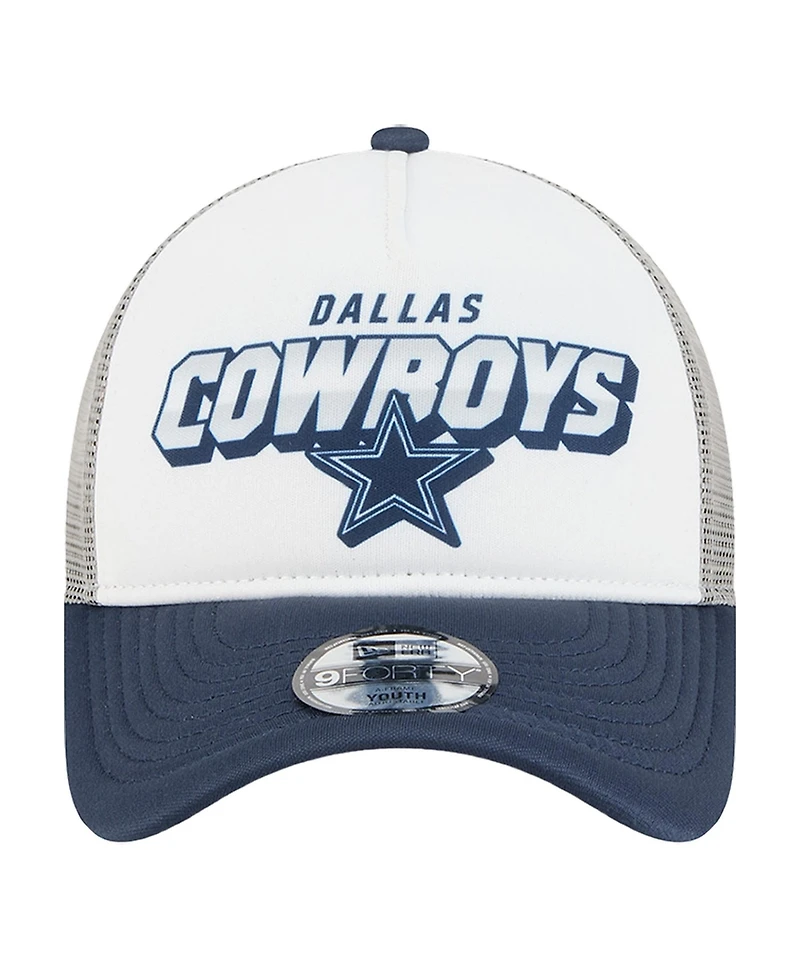 New Era Preschool White/Navy Dallas Cowboys Streak A-Frame 9FORTY Adjustable Hat