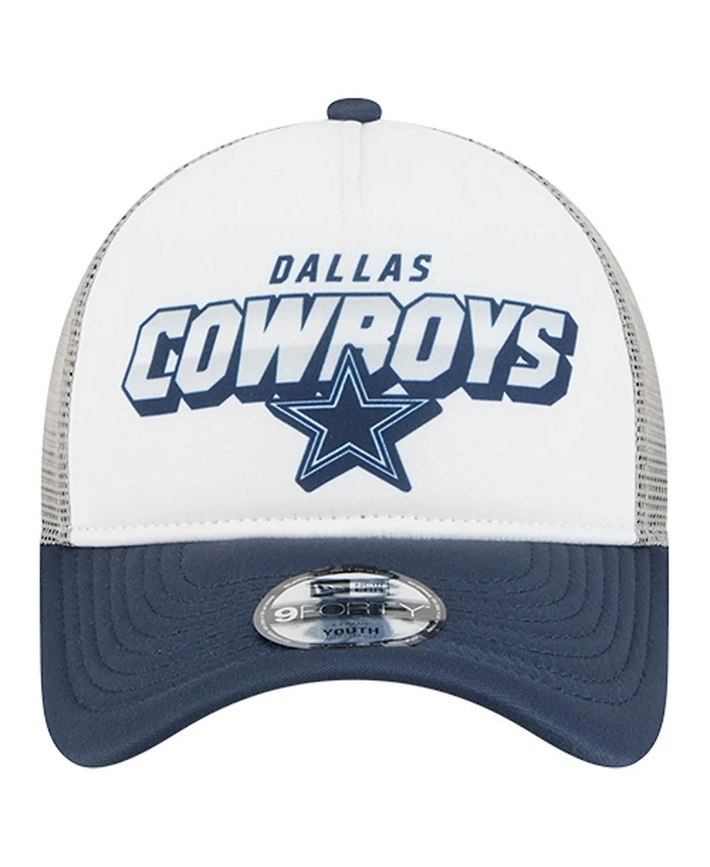 New Era Big Boys and Girls White/Navy Dallas Cowboys Streak 9FORTY A-Frame Adjustable Hat