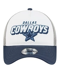 New Era Big Boys and Girls White/Navy Dallas Cowboys Streak 9FORTY A-Frame Adjustable Hat