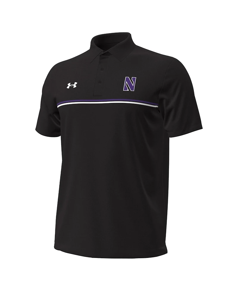 Under Armour Men's Black Northwestern Wildcats Performance Drive Chest Stripe Polo Shirt