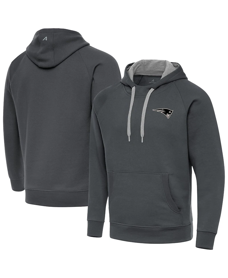 Antigua Men's Charcoal New England Patriots Brushed Carbon Victory Pullover Hoodie