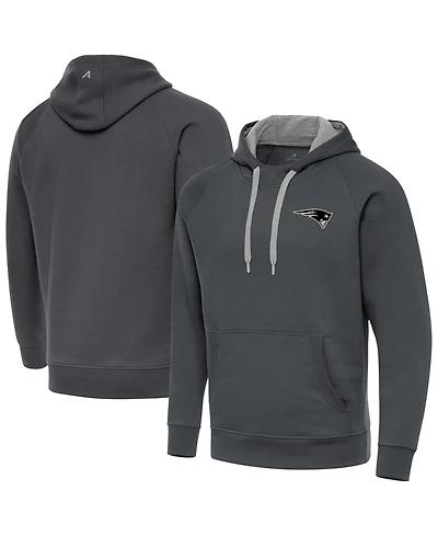 Antigua Men's Charcoal New England Patriots Brushed Carbon Victory Pullover Hoodie