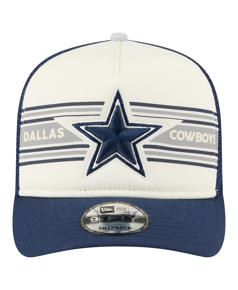 New Era Big Boys and Girls Cream/Navy Dallas Cowboys Banner A-Frame 9FIFTY Trucker Snapback Hat