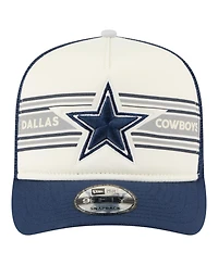 New Era Big Boys and Girls Cream/Navy Dallas Cowboys Banner A-Frame 9FIFTY Trucker Snapback Hat