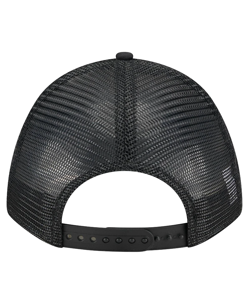 New Era Men's Black Miami Marlins City Initial 9FORTY A-Frame M-Crown Adjustable Trucker Hat